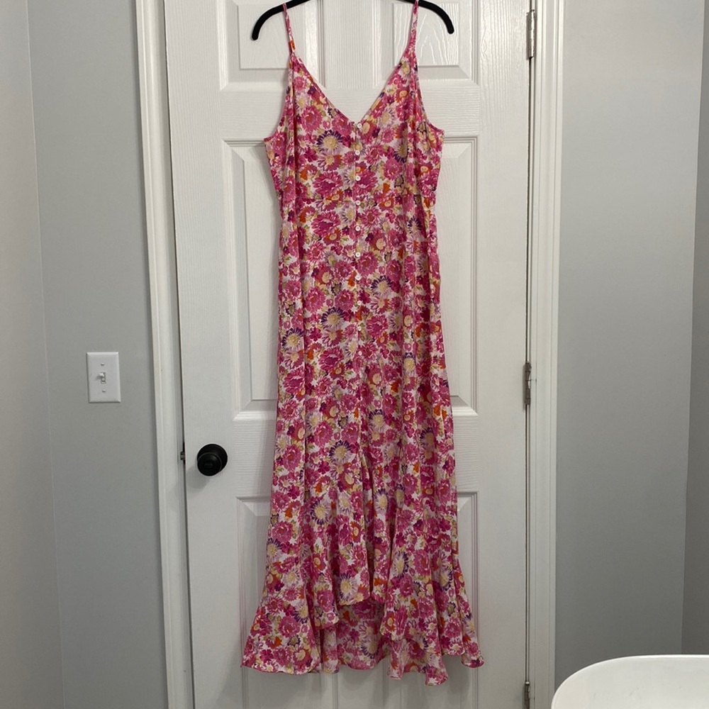 Pink Lily Floral Midi Dress